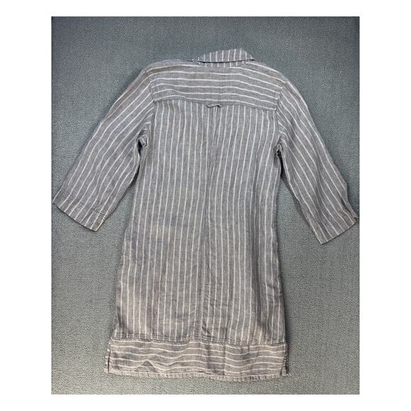 Tommy Bahama Two Palms Stripe Shirt Dress 100% Linen Natural Brown Size Small - Picture 2 of 11